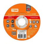 Круг шлифовальный, зачистной по металлу, 115х6х22,2 мм, тип 42, A24RBF, серия "Рубин", TDM