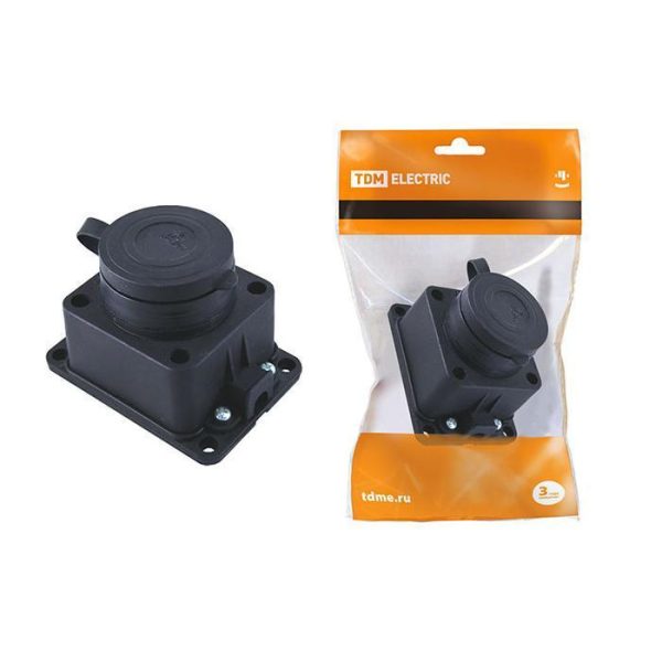 Розетка каучук настенная с заглушкой наклонная 3P+PE 32A 380B IP44 TDM