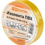 Изолента ПВХ 0,15х19 мм Желтая 25 м TDM (10)