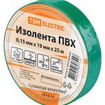 Изолента ПВХ 0,15х19 мм Зеленая 25 м TDM (10)