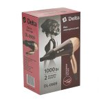 Фен DELTA DL-0909 1000Вт складная ручка, коричневый с золотым  (1/36)