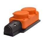Колодка 2 с/з каучук с заглушками 16А IP44 оранжевая КОМПАКТ UNIVersal (1/40)