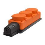 Колодка 3 с/з каучук с заглушками 16А IP44 оранжевая КОМПАКТ UNIVersal (1/40)