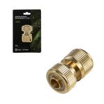 Коннектор для шланга 1/2" латунный быстросьемный, с аквастопом ЧЕТЫРЕ СЕЗОНА