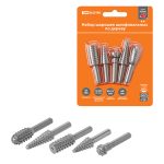 Набор шарошек шлифовальных, рашпильных, Ø 6 мм, L 40-55 мм, по дереву, 5 шт, "Рубин" TDM