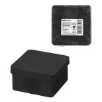 Распаячная коробка, двухкомпонентная, ОП 70х70х40 мм, IP66, 6 вх., черная, инд. штрихкод TDM