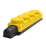 Колодка 4 с/з каучук с заглушками 16А IP44 желтый КОМПАКТ UNIVersal (1/40)