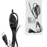 Шнур с плоской вилкой и светорегулятором "Народный" ШВВП 2х0,5 мм2, 1,5м, черный