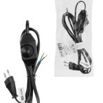 Шнур с плоской вилкой и светорегулятором "Народный" ШВВП 2х0,5 мм2, 2м, черный