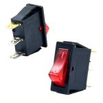 Клавишный переключатель ON-OFF узкая красная клавиша с/п чёрный 10A/250V AC RS-101-1C