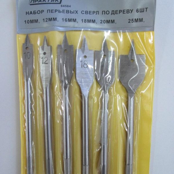 Набор перовых сверл по дереву 10-25 ПРАКТИК -64584-