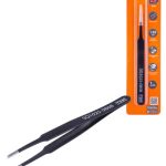 Пинцет прямой 120 мм, плоское жало 3 мм, нерж., антистатич. покр., блистер, "Рубин" TDM