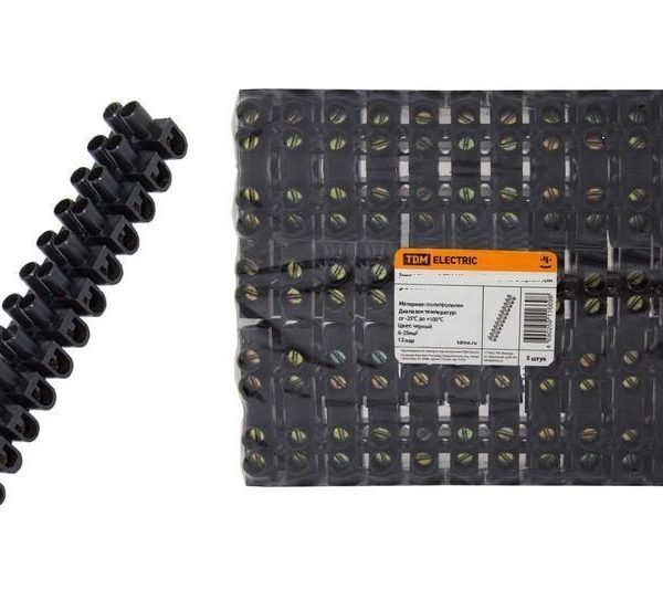 Зажим винтовой (клеммник) ЗВИ-15 полипропилен 100град.,1.5-6мм2 12пар черный TDM (10)