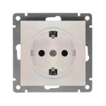 Розетка 1 с/з АФИНА 16А, 220В, жемчуг с/у UNIVersal (еврослот)