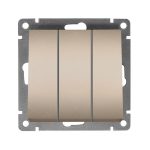 Выключатель 3 кл АФИНА 10А, 220В, шампань с/у UNIVersal (еврослот)