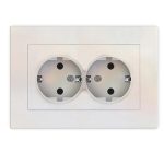 Розетка 2 с/з АФИНА 16А, 220В, жемчуг с/у UNIVersal (еврослот)