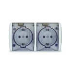 Розетка 2 с/з о/у с прозрачной крышкой Клио Универсал IP54 16А 220В белая