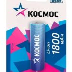 Аккумулятор 18650 3,7V LI-Ion 1800 mAh без защиты, блистер КОСМОС (1/100)