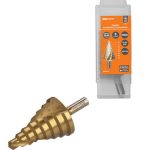 Сверло по металлу ступенчатое, 10-45 мм, 8 ступеней, нитрид., HSS, цилиндр. хв., "Рубин" TDM