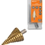 Сверло по металлу ступенчатое, 6-52 мм, 12 ступеней, нитрид., HSS, цилиндр. хв., "Рубин" TDM