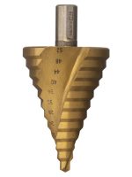 Сверло по металлу ступенчатое, 6-52 мм, 12 ступеней, нитрид., HSS, цилиндр. хв., "Рубин" TDM