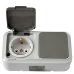 Блок горизонтальный 1 с/з с крышкой + 1 кл. Пралеска Аква В-РЦ-657(03) IP54 серый брызгозащищ. о/у