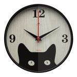 Часы настенные РУБИН КОТЕНОК круг d=19,5см, корпус черный (1/10)