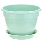 Горшок цветочный-фиалочница с поддоном АНТИК 0,75л d-13см, мята, пластик