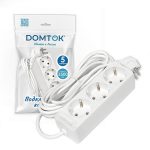 Удлинитель бытовой "DOMTOK" 3 гнезда, ПВС 3*1, 3,5кВт, с/з 5м
