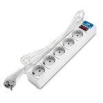 Сетевой фильтр 5 гн. 5м с выкл. ПВС 3*1, 10А/2,2кВт, белый DOMTOK