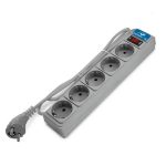 Сетевой фильтр 5 гн. 1,8м с выкл., ПВС 3*1, 10А/2,2кВт, серый DOMTOK