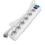 Сетевой фильтр 6 гн. 1,8м с выкл., ПВС 3*1, 10А/2,2кВт, белый DOMTOK