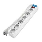 Сетевой фильтр 6 гн. 3м с выкл., ПВС 3*1, 10А/2,2кВт, белый DOMTOK
