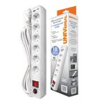 Сетевой фильтр 6 гн. 1,8м + USB type-A + type-C с выкл., ПВС 3*0,75, 10А/2,2кВт, белый UNIVersal