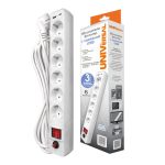 Сетевой фильтр 6 гн. 3м + USB type-A + type-C с выкл., ПВС 3*0,75, 10А/2,2кВт, белый UNIVersal