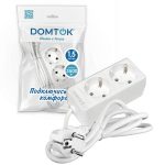 Удлинитель бытовой "DOMTOK" 2 гнезда 1,5м, ПВС 3*1, 3,5кВт, с/з