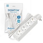 Удлинитель бытовой "DOMTOK" 4 гнезда, ПВС 3*1, 3,5кВт, с/з 3м