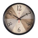 Часы настенные РУБИН ТЕКСТУРА ДЕРЕВА круг d-29см, корпус черный (1/10)