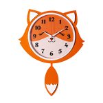 Часы настенные из дерева РУБИН ЛИСА с маятником, 50*37см, оранжевый (1/5)