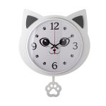 Часы настенные из дерева РУБИН КОШКА с маятником, 45*34см, белый (1/5)