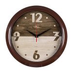 Часы настенные РУБИН ТЕКСТУРА ДЕРЕВА круг d-30см, корпус коричневый (1/10)