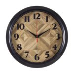 Часы настенные РУБИН ТЕКСТУРА ДЕРЕВА круг d-30см, корпус черный (1/10)