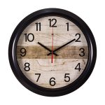 Часы настенные РУБИН ТЕКСТУРА ДЕРЕВА круг d-30см, корпус черный (1/10)