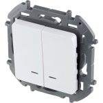 Legrand INSPIRIA Белый Выключатель двухклавишный с подсветкой/индикацией 10 AX - 250 В (1/10)