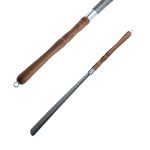 Рожок обувной 75см с деревянной ручкой и подвесом, бронза (1/10/50)