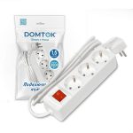 Удлинитель бытовой "DOMTOK" 3 гнезда, ПВС 3*1, 3,5кВт, с/з, выкл. 1,5м