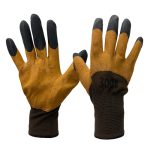 Перчатки нейлон коричнево-светло-корич с черн. пальцами. полный вспен. нитрил. облив, 50 гр (12/720)