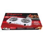 Плитка электрическая SAKURA ПЭ-03 2-х конфорочная, 1000Вт, 135мм/135мм, спираль, белая