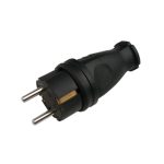 Вилка прямая с/з каучук 16A IP44 черная 9210 IN HOME