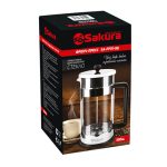 Френч-пресс SAKURA SA-FR01-08 850мл, стекло/нерж